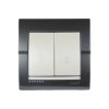Lezard 702-2930-106 DERIY Выключатель проходной двойной темно-серый и жемчужно-белый металлик
