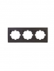 Lezard 703-4125-148 RAIN Рамка 3-ая гориз. с вст. цв. черный графит матовый + хром