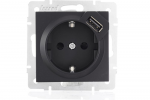 Lezard 703-4288-181 RAIN Розетка с/з + USB разъём чёрный бархат