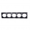 Lezard 703-4125-150 RAIN Рамка 5-ая гориз. с вст. цв. черный графит матовый + хром