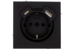 Lezard 745-4288-181TC ESTET Розетка с/з TC + USB разъем чёрный бархат