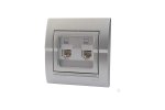 Lezard 702-2828-141 DERIY Розетка компьютерная двойная серебристый металлик