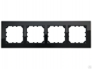 Lezard 703-4125-154 RAIN Рамка 4-ая верт. с вст. цв. черный графит матовый + хром