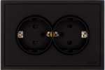 Lezard 745-4200-127BPCH ESTET Розетка 2-ая с защитой от детей ПБТ чёрный бархат