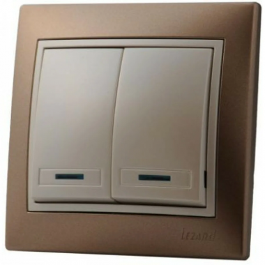 Фотография товара 'Lezard 702-3130-111 DERIY Выключатель с подсветкой светло-коричневый и жемчужно-белый металлик'
