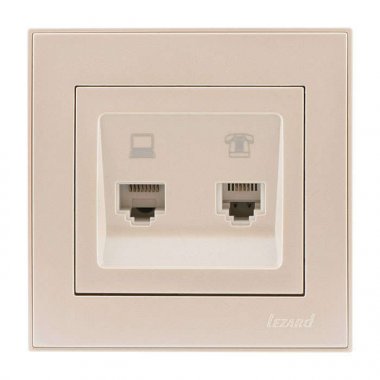 Фотография товара 'Lezard RAIN Розетка компьютер+телефон, 703-0303-143'