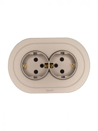 Фотография товара 'Lezard 744-3700-127BPCH OSEN Розетка двойная с защитой от детей ПБТ титан круглая'