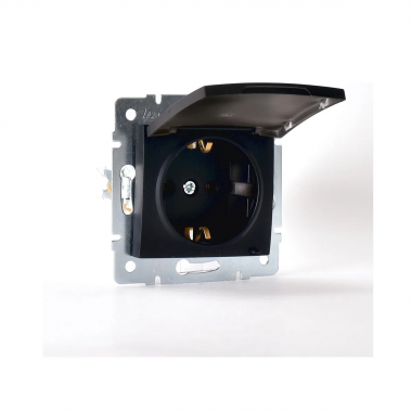 Фотография товара 'Lezard 703-4288-123 RAIN Розетка с/з с крышкой керам. цв. черный бархат'