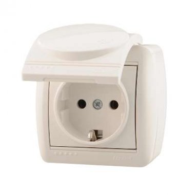 Фотография товара 'Lezard NATA Розетка с заземлением с крышкой керамика, 710-0200-123'