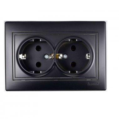 Фотография товара 'Lezard MIRA Розетка двойная с заземлением керамика, 701-4242-127'