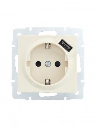 Фотография товара 'Lezard VESNA Розетка с заземлением + USB разъём, 742-0388-181'