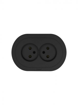 Фотография товара 'Lezard 744-4200-128B OSEN Розетка двойная б/з ПБТ чёрный бархат круглая'