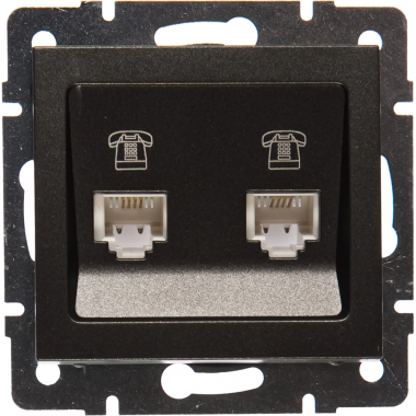 Фотография товара 'Lezard 703-4288-138 RAIN Розетка телеф. 2-я евро цв. черный бархат'