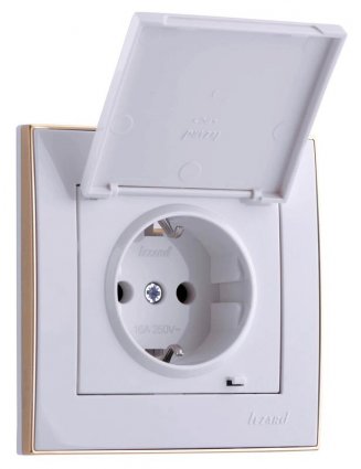 Фотография товара 'Lezard RAIN Розетка с заземлением с крышкой керамика, 703-0226-123'