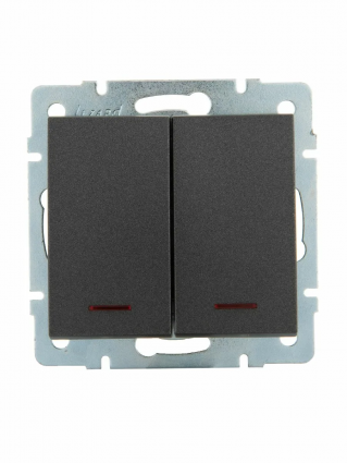 Фотография товара 'Lezard 703-4288-112 RAIN Выключатель 2-й с подсв-й цв. черный бархат'