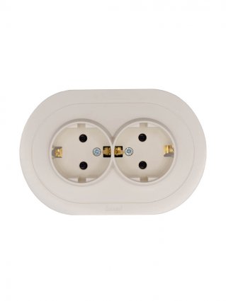 Фотография товара 'Lezard 744-9000-127BPCH OSEN Розетка двойная с защитой от детей ПБТ слоновая кость круглая'