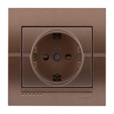 Фотография товара 'Lezard 702-3131-124B DERIY Розетка с защитой от детей светло-коричневая металлик'