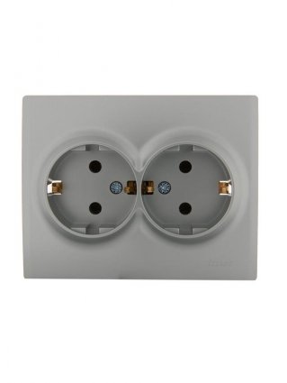 Фотография товара 'Lezard 7081-4300-128B ASTI Розетка двойная б/з ПБТ'