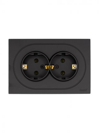 Фотография товара 'Lezard 743-4200-127B OSEN Розетка двойная с/з ПБТ чёрный бархат'