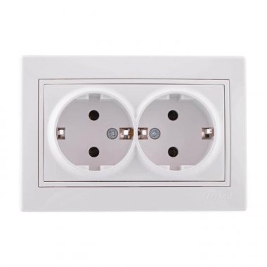 Фотография товара 'Lezard MIRA Розетка двойная с заземлением керамика, 701-0202-127'