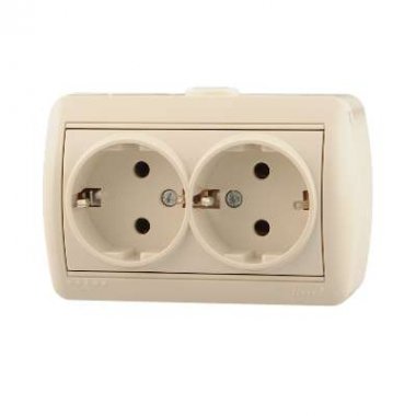 Фотография товара 'Lezard NATA Розетка двойная с заземлением закрытый корпус керамика , 710-0300-127'