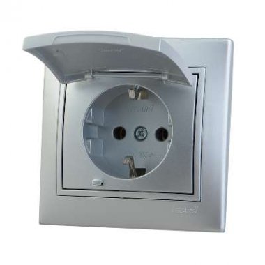 Фотография товара 'Lezard MIRA Розетка с заземлением с крышкой керамика, 701-1010-123'