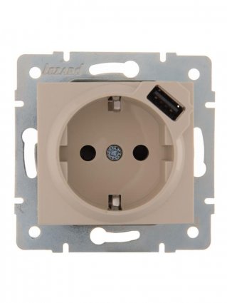 Фотография товара 'Lezard KARINA Розетка с заземлением + USB разъём, 707-0388-181'