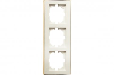 Фотография товара 'Lezard 703-0326-153 RAIN Рамка 3-ая верт. с вст. цв. бежевый + золото'