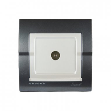 Фотография товара 'Lezard 702-2930-129 DERIY Розетка ТВ проходная темно-серая и жемчужно-белая металлик'