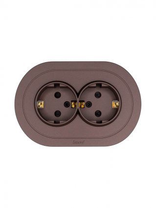 Фотография товара 'Lezard 744-7300-127BPCH OSEN Розетка двойная с защитой от детей ПБТ шоколад круглая'