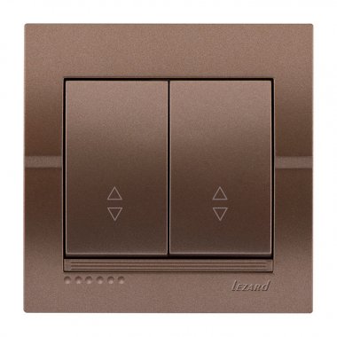 Фотография товара 'Lezard 702-3131-106 DERIY Выключатель проходной двойной светло-коричневый металлик'