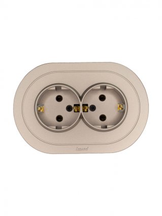 Фотография товара 'Lezard 744-3700-127B OSEN Розетка двойная с/з ПБТ титан круглая'