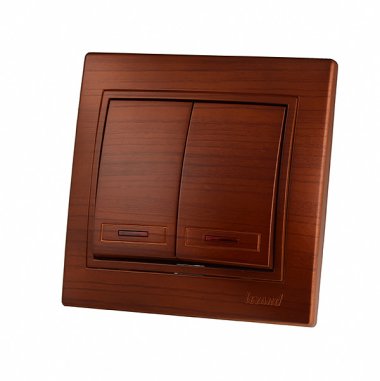 Фотография товара 'Lezard 701-0505-112 MIRA Выключатель двойной с подсветкой махагон'