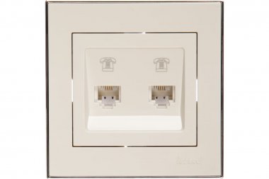 Фотография товара 'Lezard 703-0225-138 RAIN Розетка телефонная двойная евро белый с бок. вст. хром'