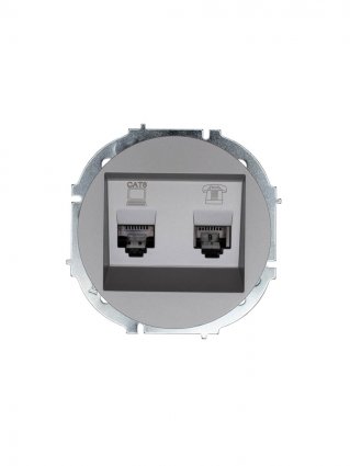 Фотография товара 'Lezard 743-7488-144 OSEN Розетка компьютер+телефон серый матовый с модулем Cat 6'