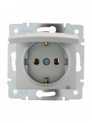 Фотография товара 'Lezard KARINA Розетка с заземлением с крышкой ПБТ, 707-4388-123B'