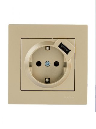 Фотография товара 'Lezard 742-3688-181 VESNA Розетка с/з + USB разъём'