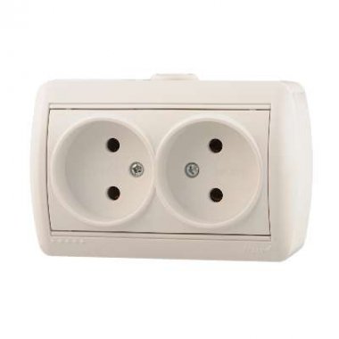 Фотография товара 'Lezard NATA Розетка двойная без заземления закрытый корпус керамика, 710-0200-128'