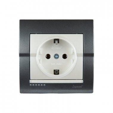 Фотография товара 'Lezard 702-2930-121B DERIY Розетка б/з темно-серая и жемчужно-белая металлик'