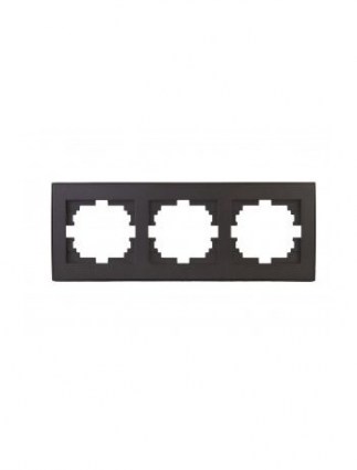 Фотография товара 'Lezard 703-4125-148 RAIN Рамка 3-ая гориз. с вст. цв. черный графит матовый + хром'