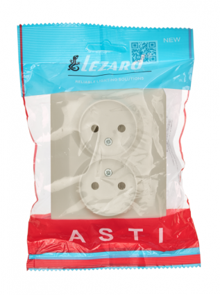 Фотография товара 'Lezard 7081-0300-128B ASTI Розетка двойная б/з ПБТ'