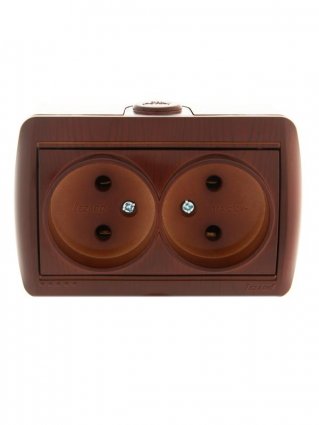 Фотография товара 'Lezard NATA Розетка двойная без заземления закрытый корпус керамика, 710-0600-128'