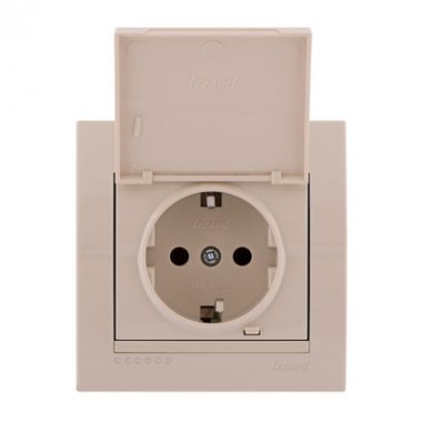 Фотография товара 'Lezard DERIY Розетка с заземлением и крышкой, 702-0303-123'