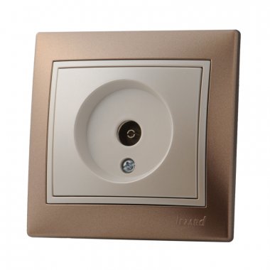 Фотография товара 'Lezard 702-3230-130 DERIY Розетка ТВ оконечная коричневая и жемчужно-белая металлик'