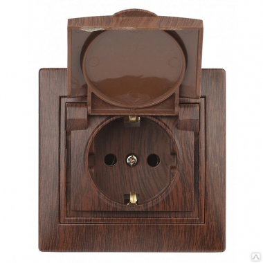 Фотография товара 'Lezard 702-0505-123 DERIY Розетка с/з с крышкой керамика махагон'