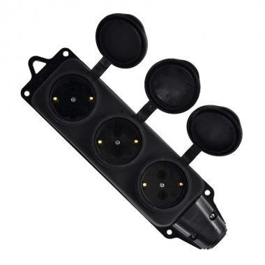 Фотография товара 'Lezard Розетка наружной установки тройная с заглушками 2Р+РЕ 1х16А 220-240V, 106-0400-0101/101'