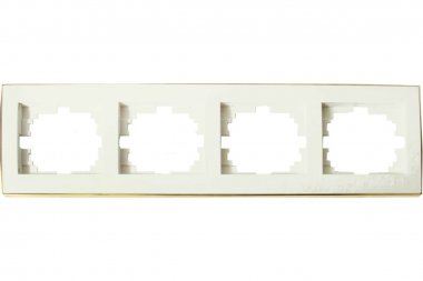 Фотография товара 'Lezard 703-0326-149 RAIN Рамка 4-ая гориз. с вст. цв. бежевый + золото'