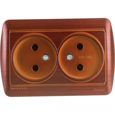 Фотография товара 'Lezard 702-0505-128 DERIY Розетка двойная б/з керамика махагон'