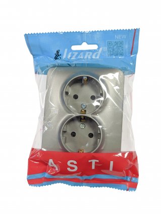 Фотография товара 'Lezard 7081-3500-127B ASTI Розетка двойная с/з ПБТ'