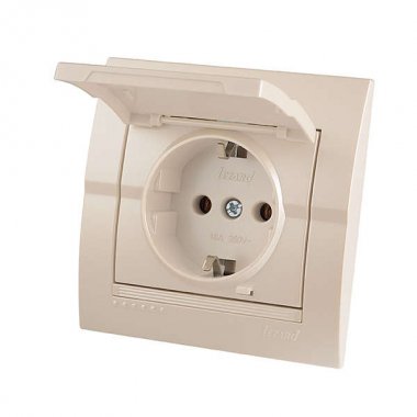 Фотография товара 'Lezard DERIY Розетка с заземлением и крышкой керамика, 702-3030-123'